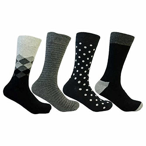 Happy Socks Men's Combed Cotton Socks, Pack of 4 (One Size, Black & Gray)