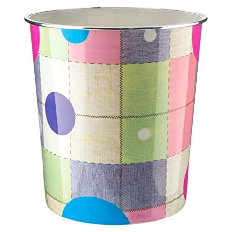 Home Plus 7.7 Litre Quality Floral Design Lightweight Waste Paper Basket Bin (Multicolour Abstract Art) Cover