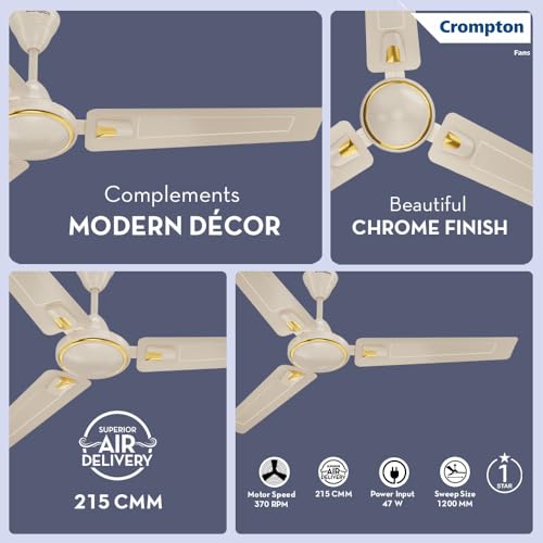 Image of Crompton SUREBREEZE HILL BRIZ NEO 1200 mm (48 inch) Ceiling Fan (Ivory) Star rated energy efficient fans