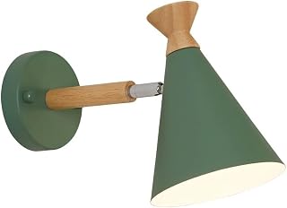 Nordic Wood Art Wall Light - Adjustable Metal Sconce with E27 Socket for Bedroom, Corridor, Aisle, and Stairwell Lighting(Green)
