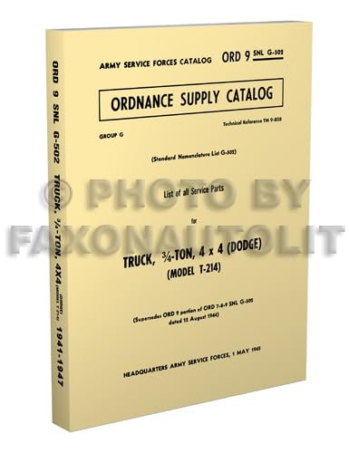 1941-1947 Dodge WC 3/4 Ton Shop Manual (TM 9-808) - Army Repair Book Reproduction