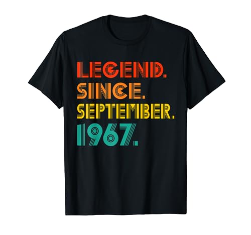 Legend Since September 1967 Birthday 1967 Vintage Men Women Camiseta