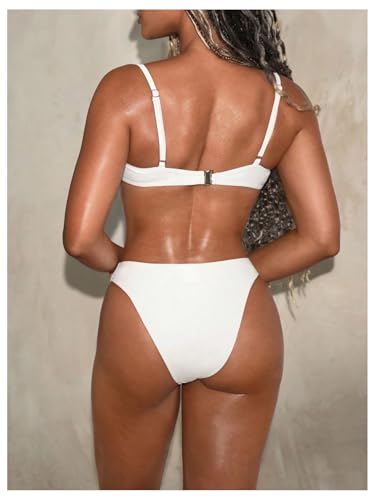 SOLY HUX Women's Bikini Set U Wired Ruched High Cut Spaghetti Strap Swimsuit Two Piece Bathing Suit2
