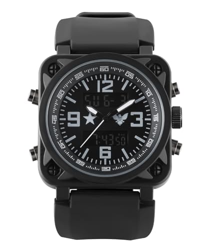 GREENTREEN Black Analog Watch for Men: Dual Movement Wristwatch for Daily Wear