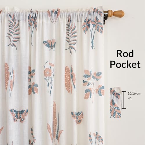 Image of HOMEMONDE Cotton Curtains for Window - Transparent Printed Light Filtering Sheer 6 Feet Curtain, Rod Pocket Top Style Pack of 2 - (Lunaria Garden, 72 Inch)