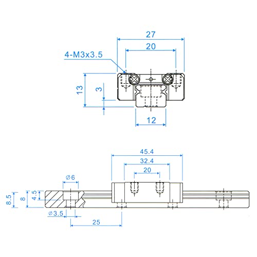Ouyzgia 200102009 2Pcs Mgn12H 300Mm Linear Rail thumb #3