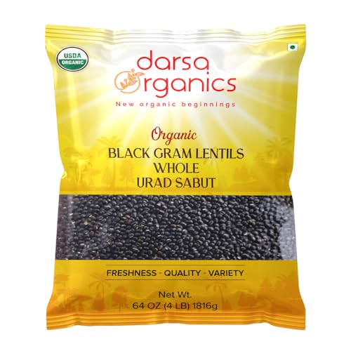 Darsa Organics Sabut Urad Dal 4 Lb, Organic Black Lentils Whole, Usda Organic Black Gram Lentils, Non-Gmo, Gluten-Free Dried Lentils cover