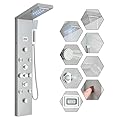 FUZ Shower Panel Tower System, Stainless Steel 6 IN 1 Shower Panel System with LED Fancy Rain Shower Head and Handheld, Adujstable Rainfall Massage Body Jets and Tub Spout, Brushed Nickel Shower Tower