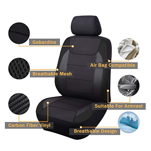 Flying Banner Gabardine - Fundas de malla para asiento delantero de coche, protector compatible con airbag, universal para la mayoría de coches, camiones, furgonetas, SUV (negro)