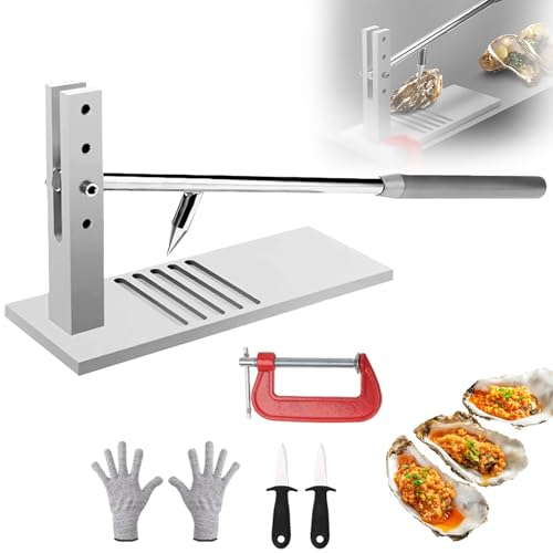 Máquina Manual para Abrir Ostras - Abre-Ostras De Acero Inoxidable con Cuchillos, Guantes Y G-Clip, 4 Velocidades Ajustables, Diseño Sin Instalación para Restaurantes & Hoteles