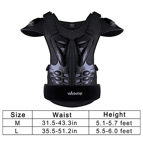 Webetop Adults Dirt Bike Body Chest Spine Protector Armor Vest for Skiing M - Thumbnail 4
