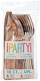 Unique Party 30262 - Lot de Couverts en Plastique pour 6 Invités - Couleur Or Rose - 18 Pièces