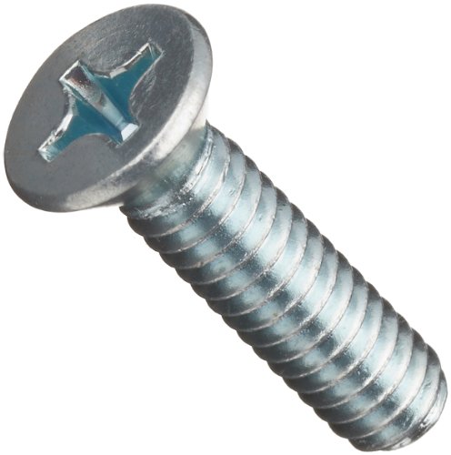 Steel Machine Screw, Zinc Plated Finish, Flat Head, Phillips Drive, 3