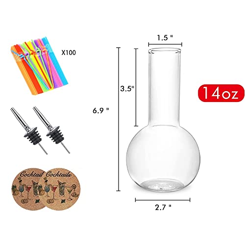 Useekril Creative Tube Cocktail Glass Set Of 2-14Oz Distilling Flask Clear Glass For Martini Cocktail Tequila Margarita For Gift, Party, Or Home Bar #TOP1