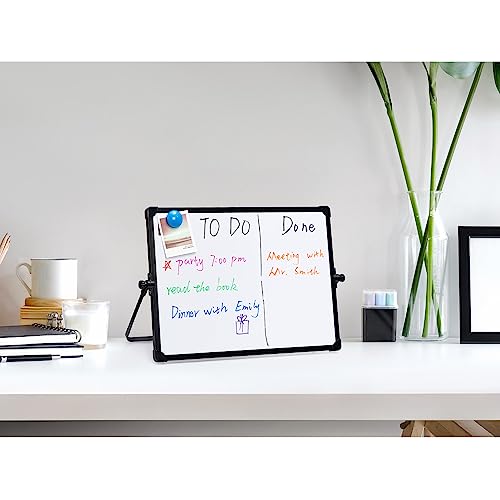 DOEWORKS Pizarra Blanca Magnética 35 x 25cm, Pequeña Pizarra Blanca de Doble, Mini Pizarra Magnética de Borrado en Seco para Hogar Escuela Oficina, con Soporte Negro - imagen 6
