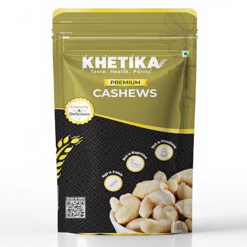 Image of Khetika Premium Whole Cashew 200g | W320 Grade | Dry Fruits, Kaju, Cashews, Healthy Snacks, Crunchy Kaju, Rich in Protein, & Nutritious, Preservative Free, Zero Trans Fat