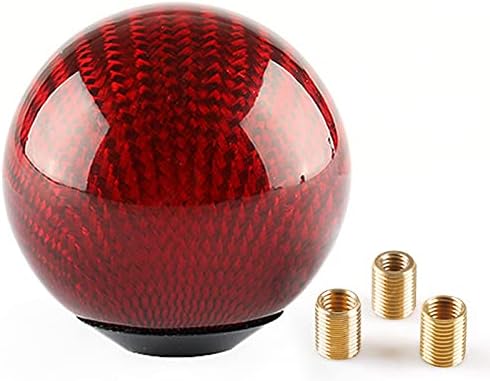 Top10 Racing Carbon Fiber Style Gear Shift Knob Universal Shifter Knobs with 3 Adapters Stick Shifter Round Ball Red