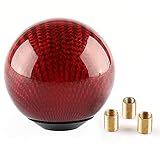 Top10 Racing Carbon Fiber Style Gear Shift Knob Universal Shifter Knobs with 3 Adapters Stick Shifter Round Ball Red