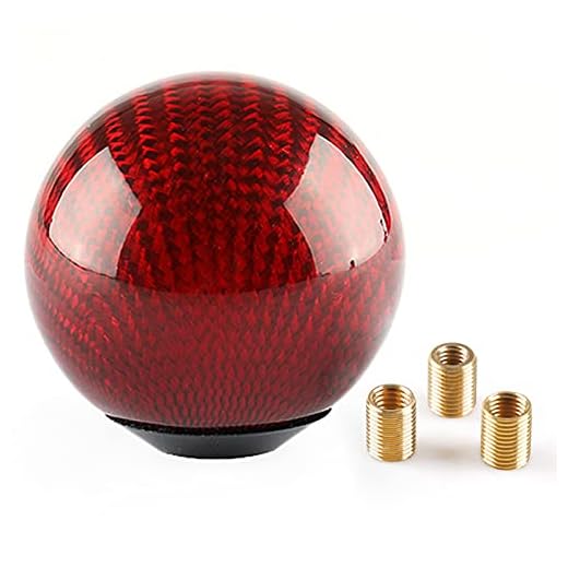 Carbon Fiber Style Gear Shift Knob Universal Shifter Knobs with 3 Adapters Stick Shifter Round Ball Red