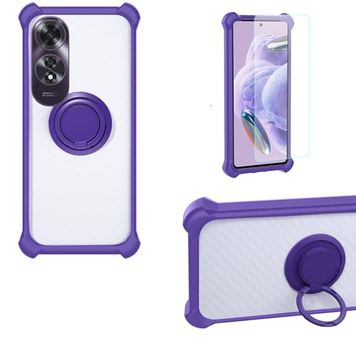 jioeuinly Case Compatible for Oppo A60 4g Phone Case Cover PC backplane + Silicone Soft Frame Cover [360 Metal Ring, Magnetic Car Mount] CSKB-ZI