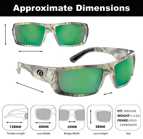 Flying Fisherman Sargasso Wrap Around Polarized Sunglasses, Matte Camo Frame/Amber-Green Mirror Lens, Medium2