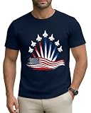 Aiyino Mens Patriotic Fighter Jet Graphic Tee American Flag Aviation Shirt 4th of July Gift Navy L