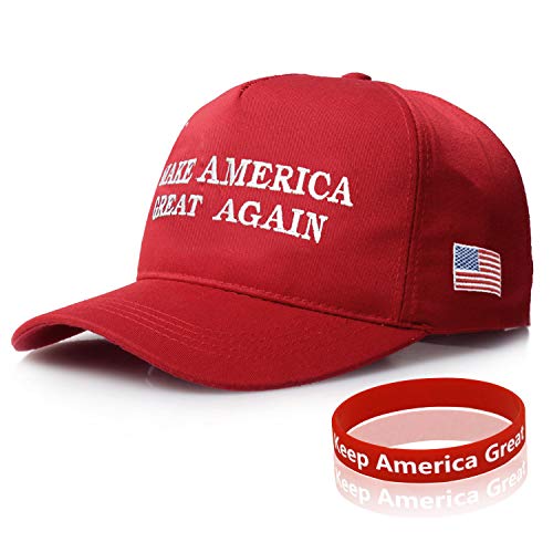 Sumyer MAGA Trump Hat, Donald Trump Cap, Keep American Great Trump 2024 Hat with Wristband (MAGA-Red)(Size:L)