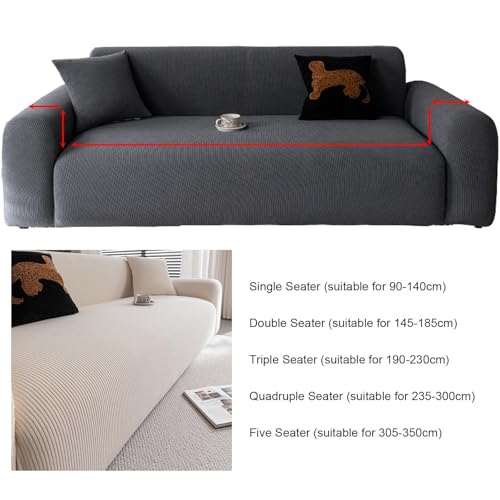 YHXAIQ Elastischer Alles inklusive Sofaschoner, Polarfleece Couch Cover mit Überzug, Rutschfester Universeller Sofabezug für 2/3/4-Sitzer(Beige 1,90-140 cm)