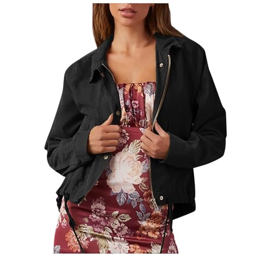 Chaqueta de otoño para mujer ligera y cómoda de terciopelo negro estilo moto