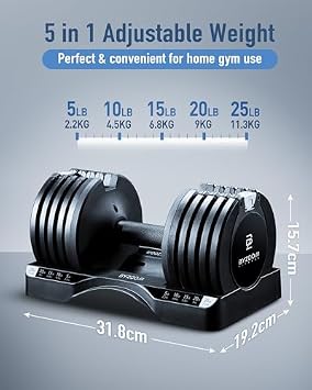 BYZOOM FITNESS 25lb Adjustable Dumbbell & Dumbbell Stand Set