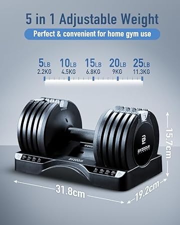 BYZOOM FITNESS 25lb Adjustable Dumbbell & Dumbbell Stand Set