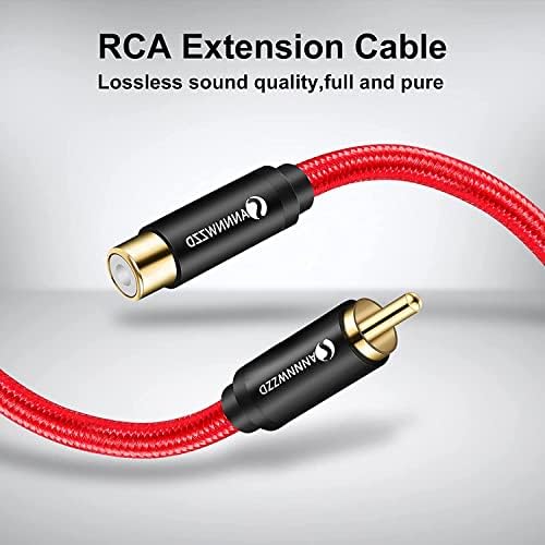 ANNNWZZD RCA Extension Cable,1RCA Male to Female Cable Heavy Duty Digital Coaxial Audio Cable for Home Theater, HDTV, Amplifiers, Hi-Fi Systems (1M)