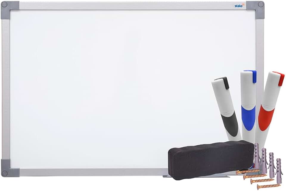 Kit Quadro Branco Uv Moldura Mdf Revestido Aluminio Soft STALO, 60x40