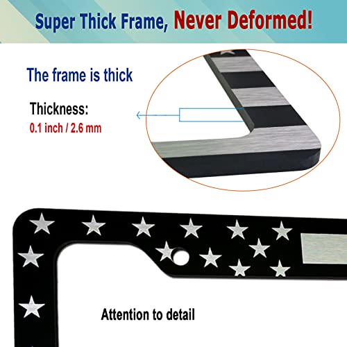 Bggtmo YY-LICENSE PLATE FRAME Black American Flag License Plate Frames- 2 Pack Front Rear Patriotic Usa Stars And Stripes Aluminum Car Tag Holder Cover thumb #2