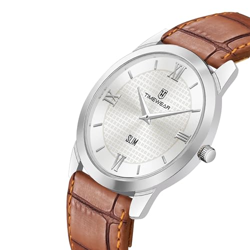 Image of TIMEWEAR Analog Slim Two Hands Leather Strap Watch for Men