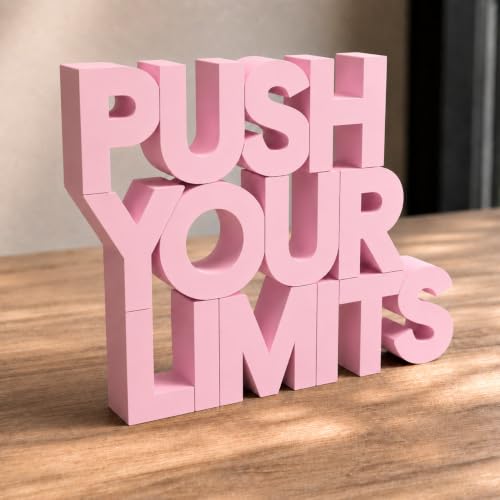 Image of Mad Masters Push Your Limits Motivational Desk Decor - Aesthetic Table, Shelf & Wall Showpiece for Home Office, Business, Vastu Friendly Gifting, Blush Pink (20.3 x 16 x 2.5 cm)