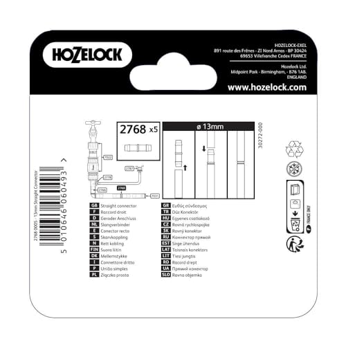 Hozelock Lot de 5 connecteurs droits 13 mm