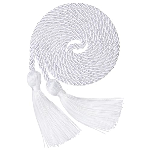 ONUPGO White Graduation Cords Graduation Honor Cord Rayon Braided Tassel Cord for 2026 68 Polyester Yarn Long Robe Honor Rope for Graduation Students Bachelor Gown