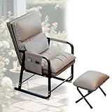 DPLWJPP Sillón de Relax Butaca para Dormitorio Silla de Oficina Reclinable Silla de Ocio con Reposapiés Y Estructura de Acero Cómoda Silla Decorativa para Espacios Pequeños,Grey