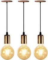 Kit 3 Pendentes Luminária Alumínio Retrô Cobre Cabo 2m 4149 Suporte Sem Lâmpada