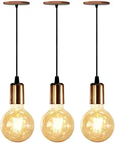 Kit 3 Pendentes Luminária Alumínio Retrô Cobre Cabo 2m 4149 Suporte Sem Lâmpada