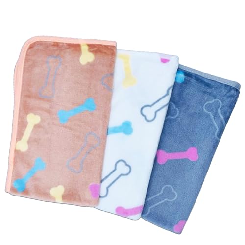 stepmarket ペットブランケット 骨柄3枚セット 60×37cm ベッド 敷物 柔らかい フリース素材 犬 猫 モコモコ 寝具 ベッド フリース かわいい 大きめ 小型犬 子猫 寝心地 落ち着く やわらかい