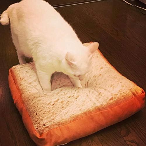 KaariFirefly Creative Cute Soft Toast Slice Bread Shape Sponge Filler Pet Cat Bed Mat Cushion - 40 * 40 * 6.5cm Case