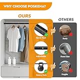 Clothes Rail Heavy Duty for Wardrobe Black, 25 mm Wall-Mounted Oval Hanging Rail, Extendable Wardrobe Rail with 2 Brackets, 43-101 cm - Image 5