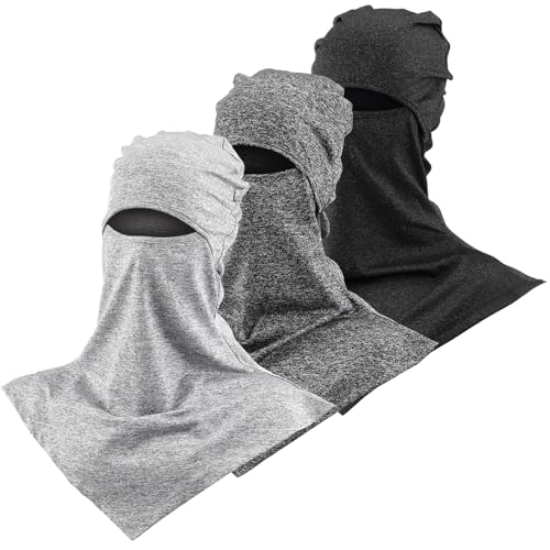 SATINIOR 3 Piece Balaclava Face Cover Sun Protection Neck Cover Summer Balaclava for Men Women Outdoor Sports UV Protector(Hemp Gray Color)