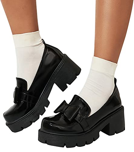 Image of Women's Platform Mary Janes Chunky Heel Ankle Strap Uniform Dress Shoes Heeled Gothic Lolita Oxfords