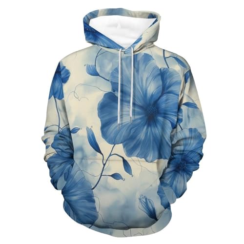 Pullover fleur aquarelle sweat à capuche manches longues unisexe S