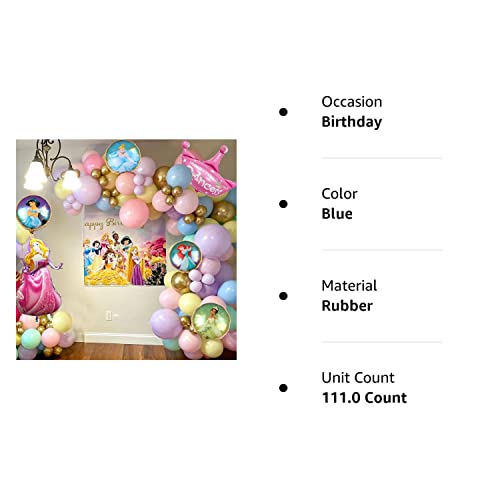 Princess Balloons Arch Garland Kit - 111Pcs Princess Birthday Party Decorations With Princess Foil Balloons For Girl Birthday Party Supplies #TOP6
