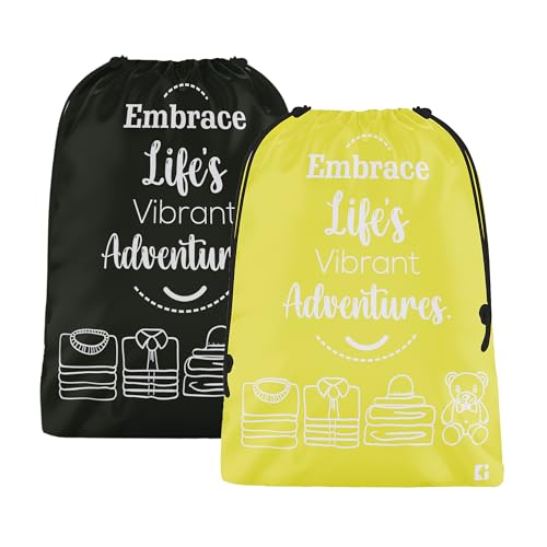 Image of Kuber Industries Pack of 2 Cloth Storage Bag | Storage Organizer | Travel Cloth Carrying Bag | Garments Cover for Laundry | Travel Storage Organizer for Clothing | Large | Yellow & Black