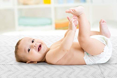 Large Disposable Baby Diaper Changing Pads, 100% Leak-Proof Sanitary Mats for Changing Tables, Portable Liners for Travel, Premium Quilted Waterproof Change Pad Cover, 26.75x18 in, 25 ct
